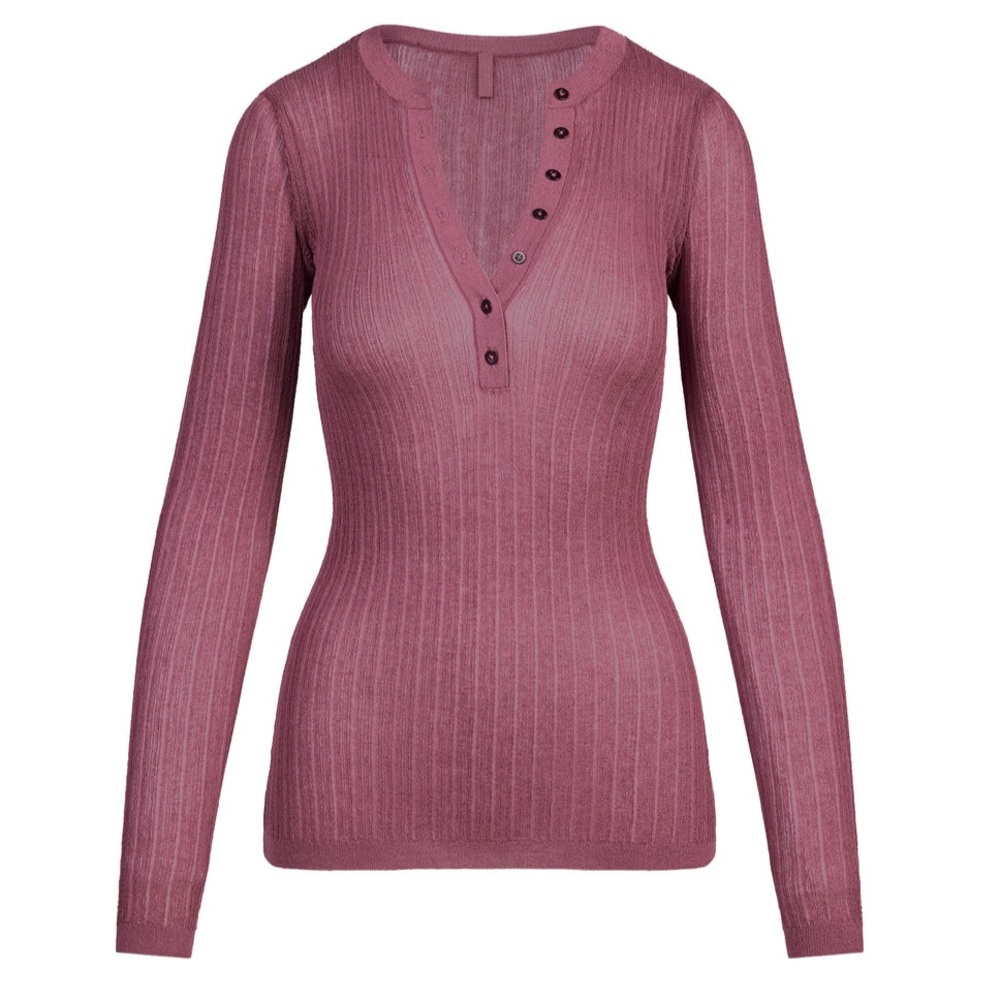 Skims sheer knit long sleeve Henley